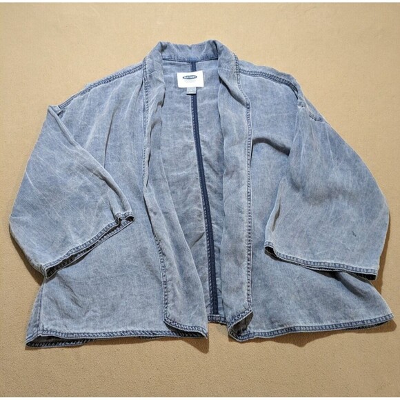 Old Navy Women's 3/4 Length Sleeve Jacket Blue Lyocell Open Minimalist Size M - Picture 3 of 10